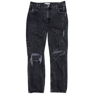 Abercrombie & Fitch 90s Straight Ultra High Rise Jeans Distressed Black 8 SHORT